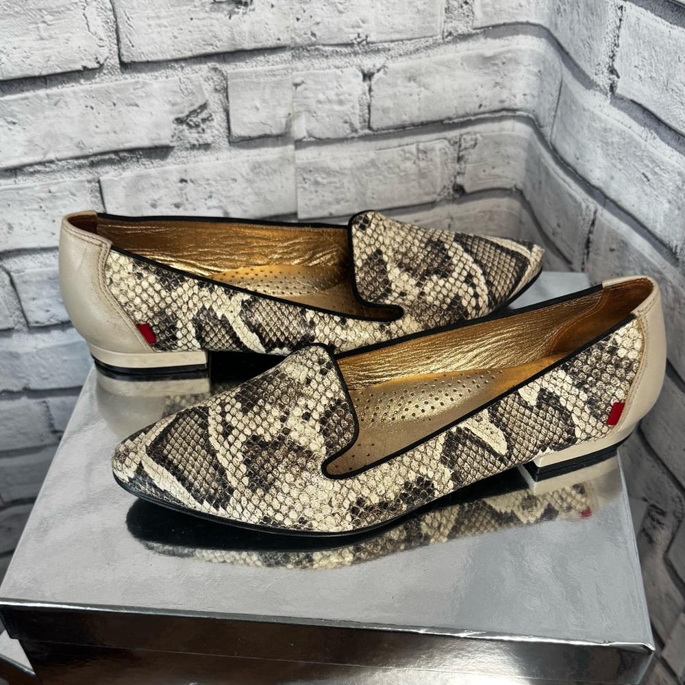Marc Joseph Flats | Park Row Plat Animal Print Loafers Tan Leather | Size 10 |
